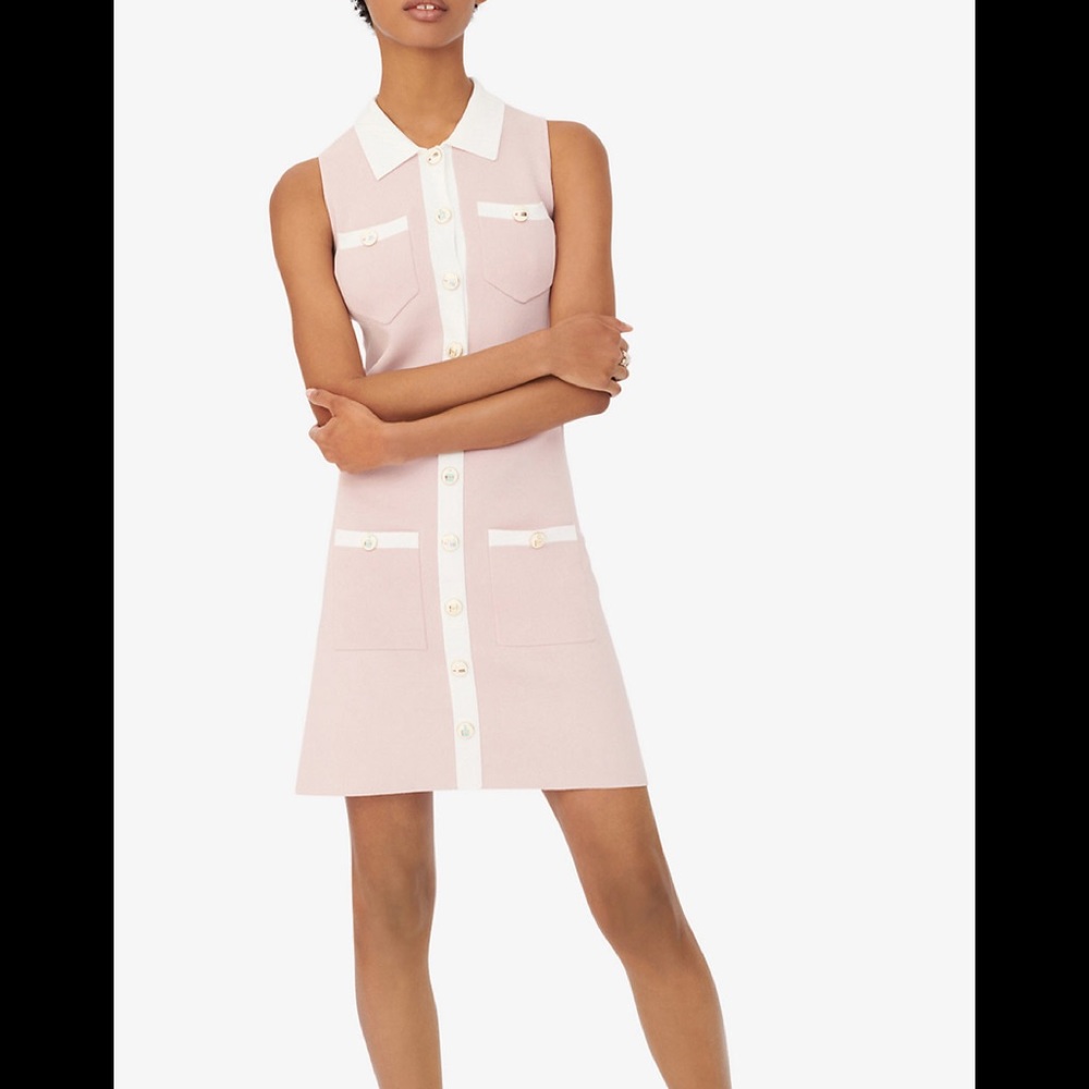 Maje Revisto contrast-trim woven mini dress